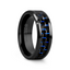 AVITUS Black Beveled Ceramic Ring with Blue & Black Carbon Fiber Inlay - 4mm - 10mm