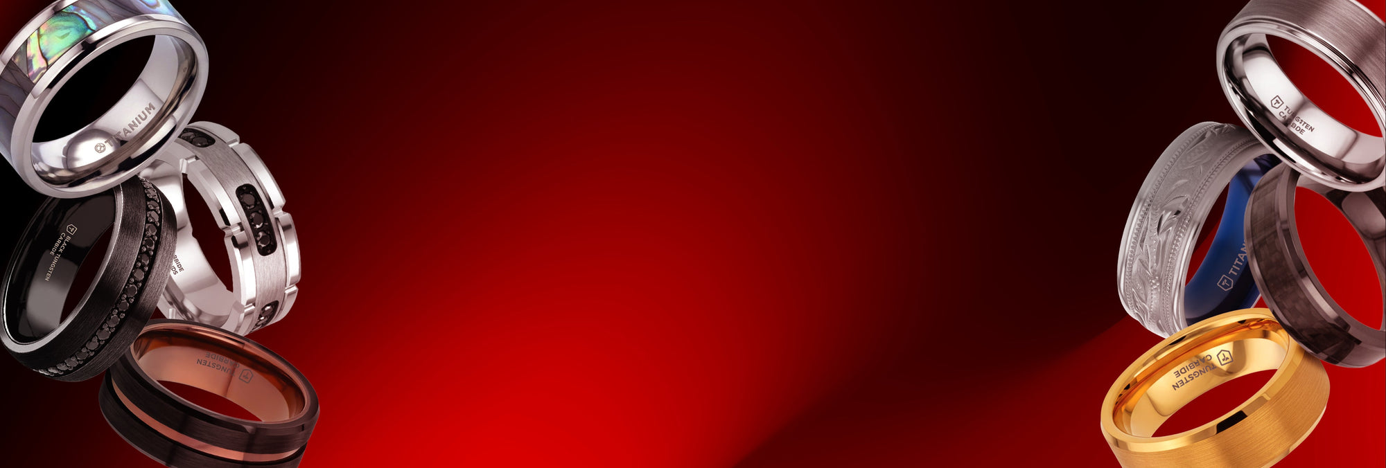 Two sets of rings on a red background