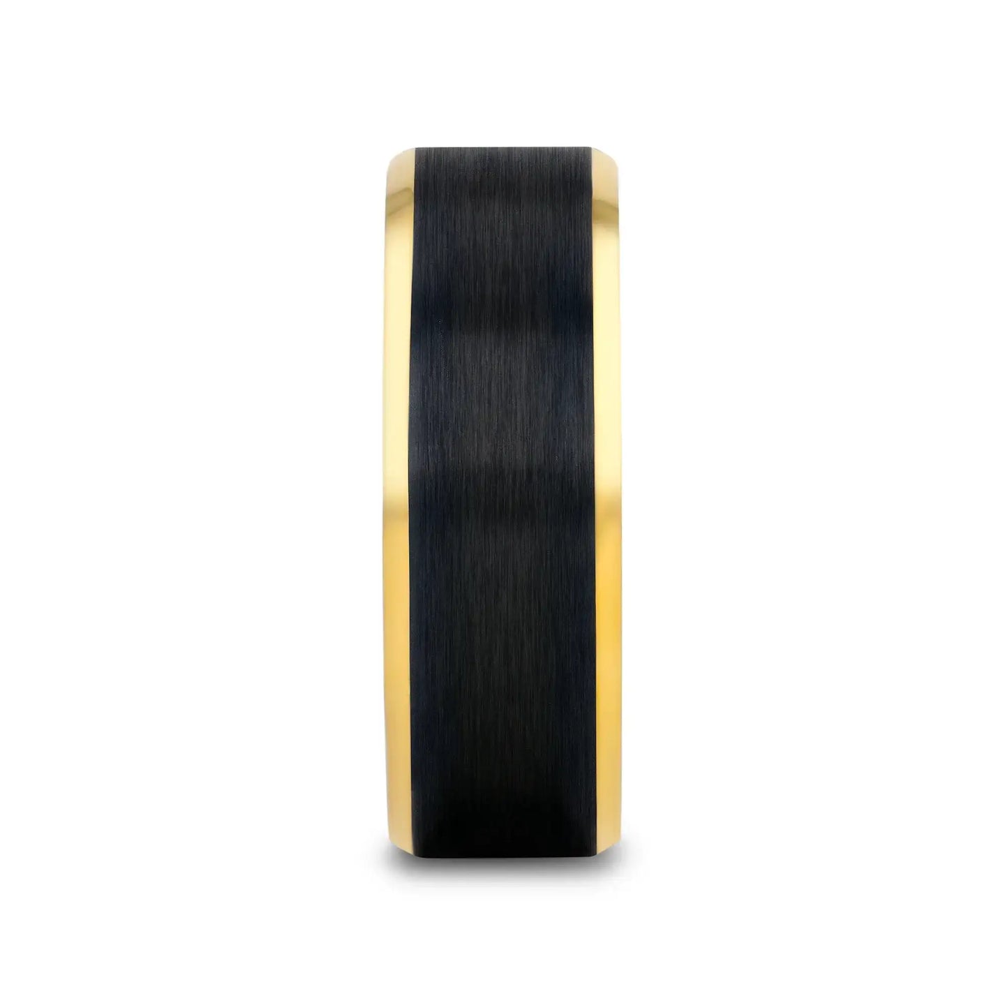 BEAUMONT Gold-Plated Titanium Beveled Ring with Brushed Black Center – 8mm - Larson Jewelers
