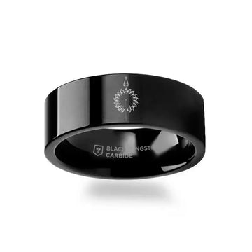 Game of Thrones Noble Houses Sigil Engraving Black Tungsten Ring Martell - 2mm - 12mm - Larson Jewelers