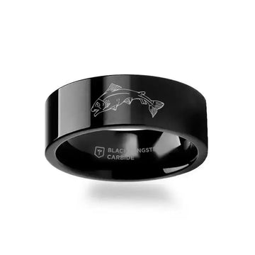 Game of Thrones Noble Houses Sigil Engraving Black Tungsten Ring Tully - 2mm - 12mm - Larson Jewelers