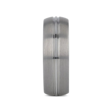 BOSS Tungsten Carbide Ring with Domed Center Groove and Brush Finish - 6mm & 8mm - Larson Jewelers
