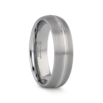 BOSS Tungsten Carbide Ring with Domed Center Groove and Brush Finish - 6mm & 8mm - Larson Jewelers