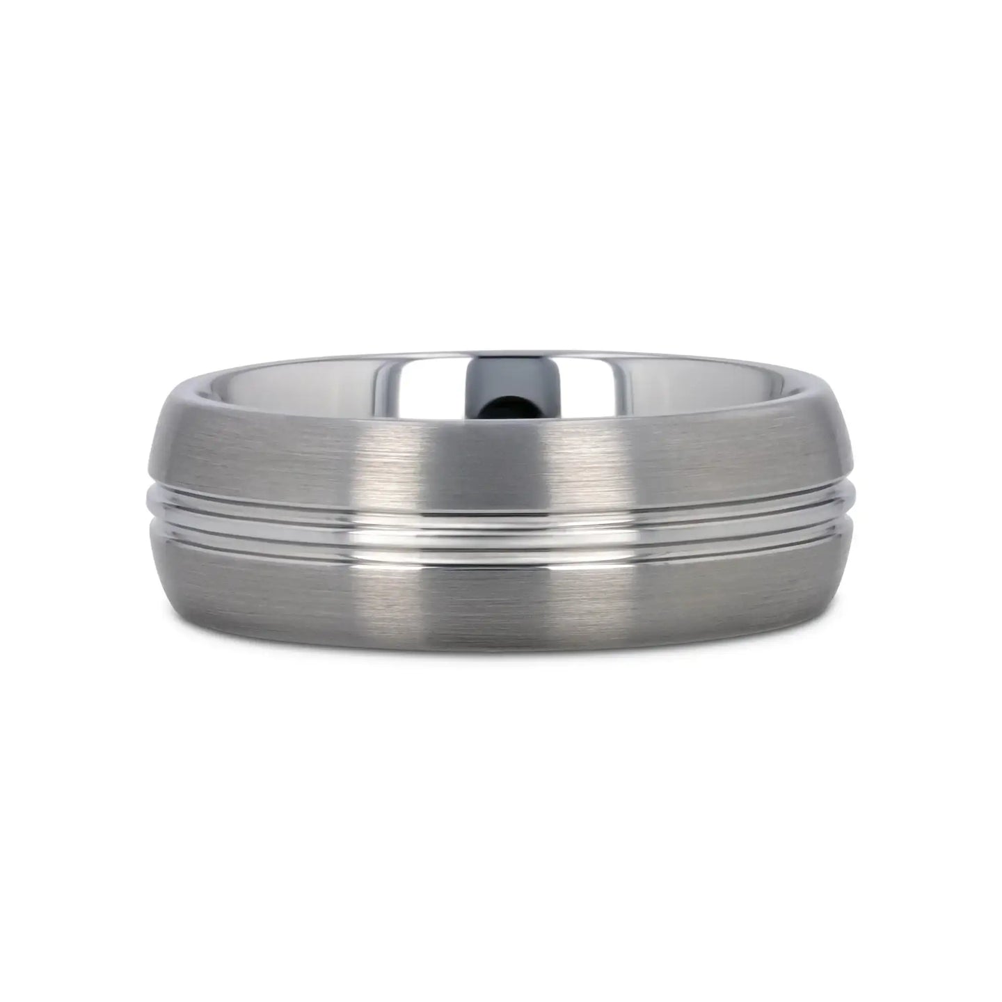 BOSS Tungsten Carbide Ring with Domed Center Groove and Brush Finish - 6mm & 8mm - Larson Jewelers