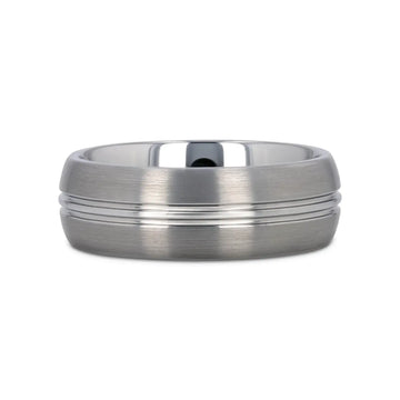 BOSS Tungsten Carbide Ring with Domed Center Groove and Brush Finish - 6mm & 8mm - Larson Jewelers