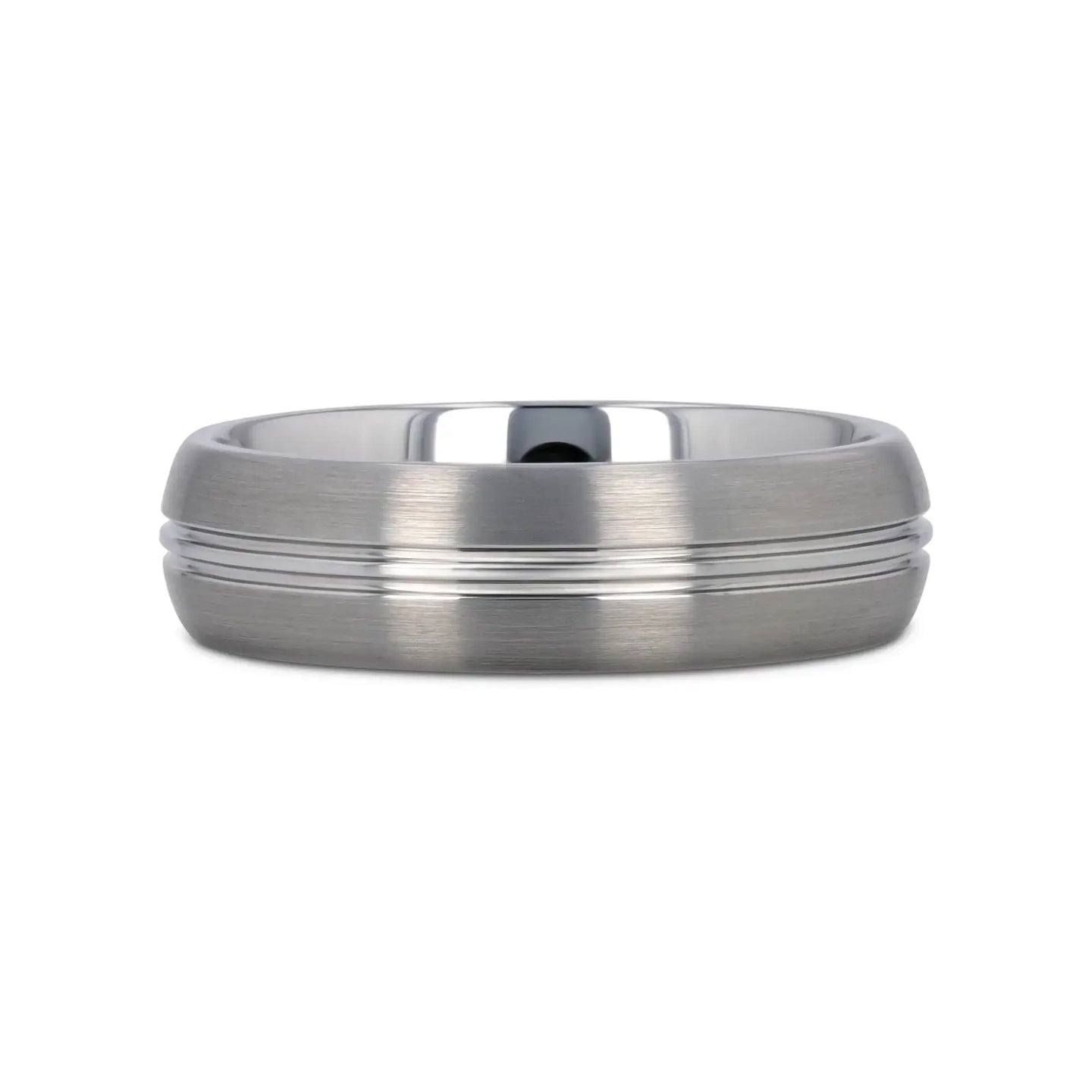 BOSS Tungsten Carbide Ring with Domed Center Groove and Brush Finish - 6mm & 8mm - Larson Jewelers