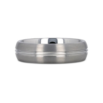 BOSS Tungsten Carbide Ring with Domed Center Groove and Brush Finish - 6mm & 8mm - Larson Jewelers