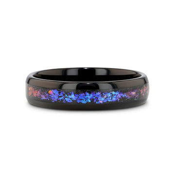 4mm COSMIC black tungsten ring, flat view
