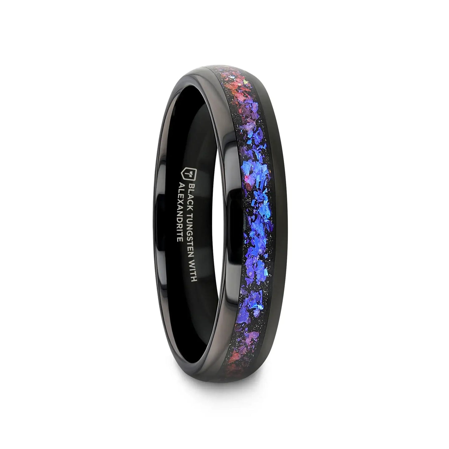 4mm COSMIC black tungsten ring, side view