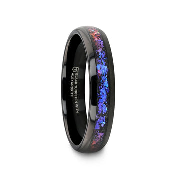 4mm COSMIC black tungsten ring, side view
