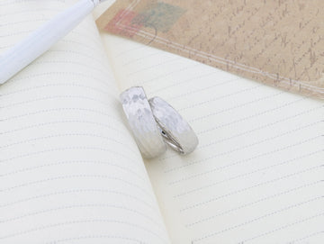 CHANDLER Domed Hammered Finish White Tungsten Ring - 6mm or 8mm - Larson Jewelers