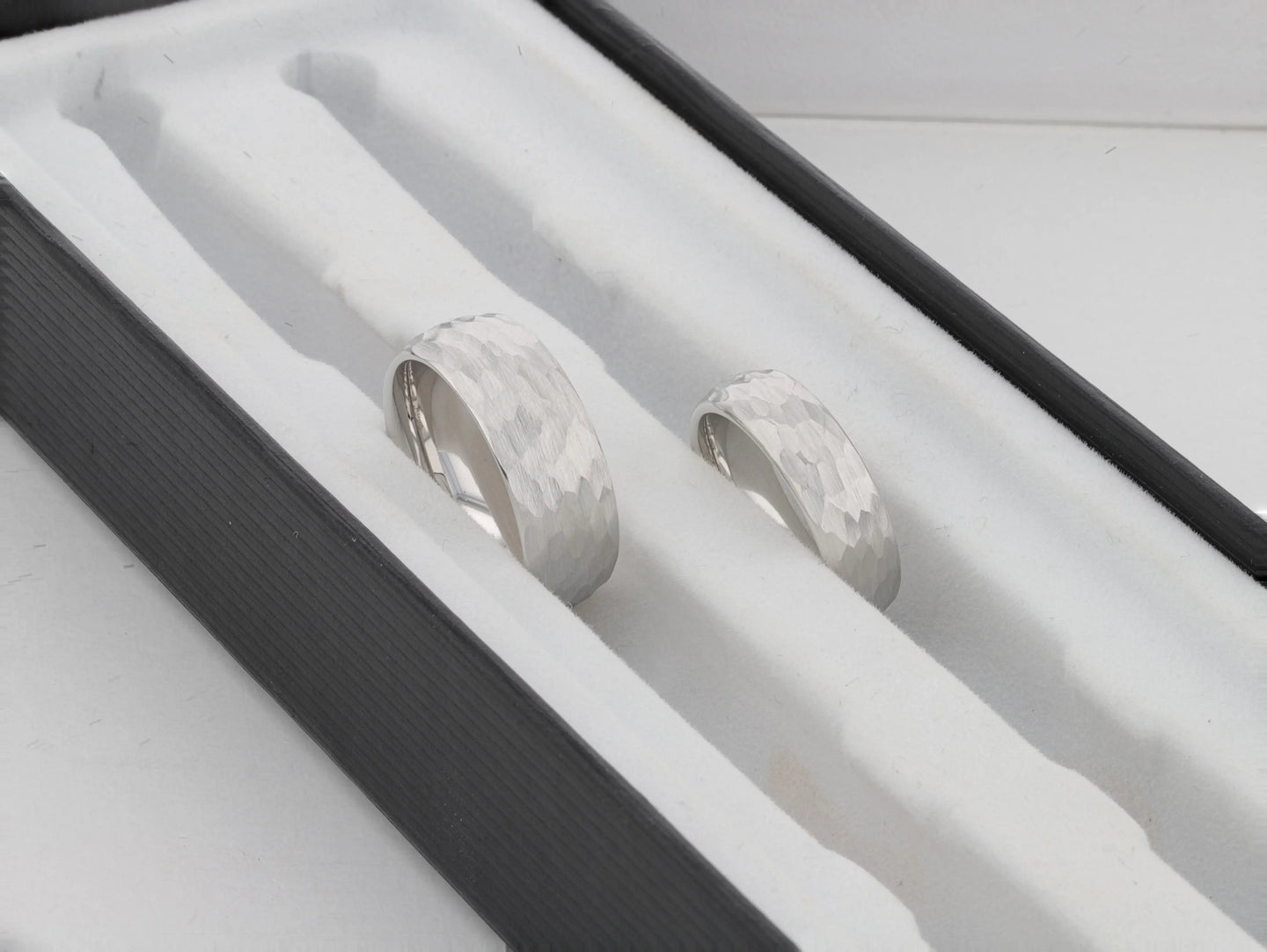 CHANDLER Domed Hammered Finish White Tungsten Ring - 6mm or 8mm - Larson Jewelers