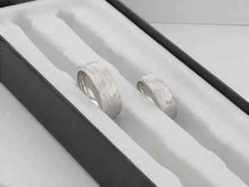 CHANDLER Domed Hammered Finish White Tungsten Ring - 6mm or 8mm - Larson Jewelers