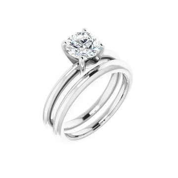 HANNAH Silver Round Lab Grown Diamond Solitaire Engagement Ring - Larson Jewelers