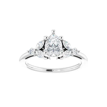 HAILEY 14K White Gold Pear Cut Lab Grown Diamond Engagement Ring - Larson Jewelers