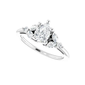 HAILEY 14K White Gold Pear Cut Lab Grown Diamond Engagement Ring - Larson Jewelers