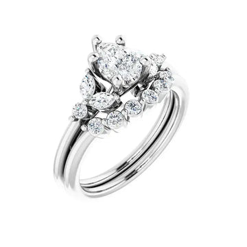 HAILEY 14K White Gold Pear Cut Lab Grown Diamond Engagement Ring - Larson Jewelers