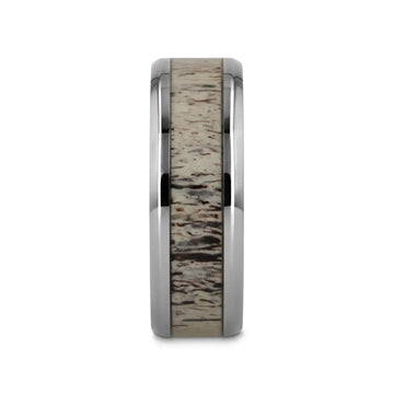 CARIBOU Polished Beveled Titanium Men's Wedding Band with Ombre Deer Antler Inlay - 8mm - Larson Jewelers