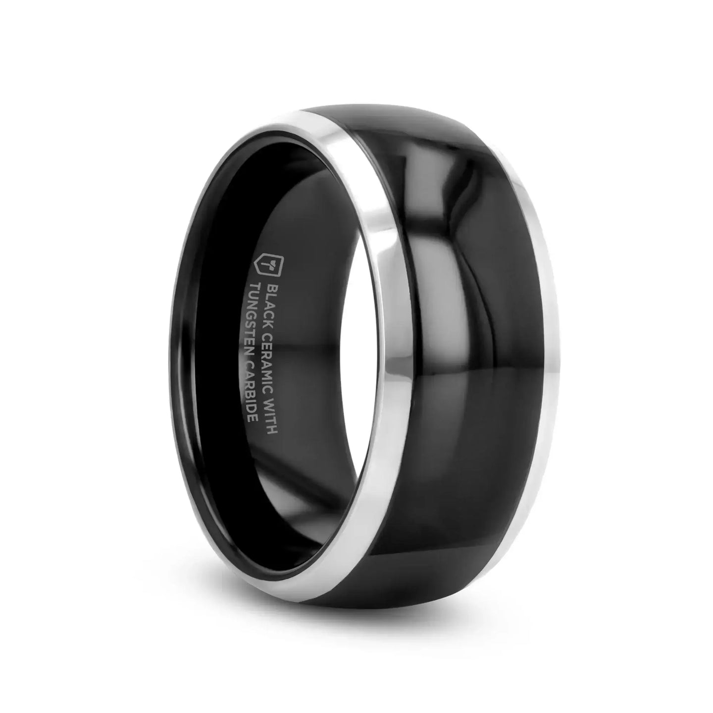 CARRERA Domed Black Ceramic and Tungsten Wedding Band, Comfort Fit — 6mm to 10mm - Larson Jewelers