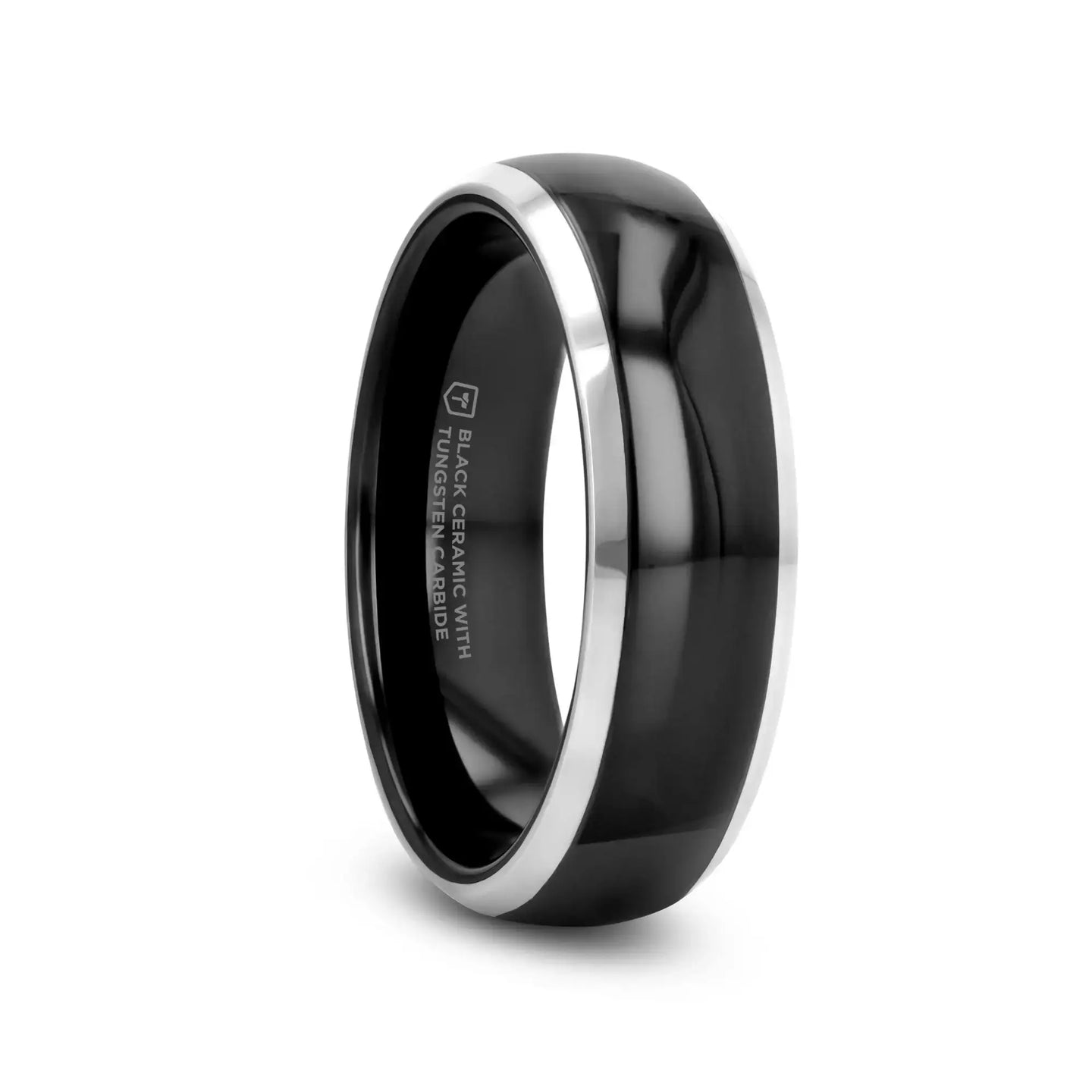 CARRERA Domed Black Ceramic and Tungsten Wedding Band, Comfort Fit — 6mm to 10mm - Larson Jewelers