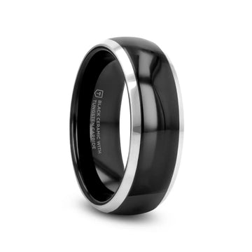 CARRERA Domed Black Ceramic and Tungsten Wedding Band, Comfort Fit — 6mm to 10mm - Larson Jewelers