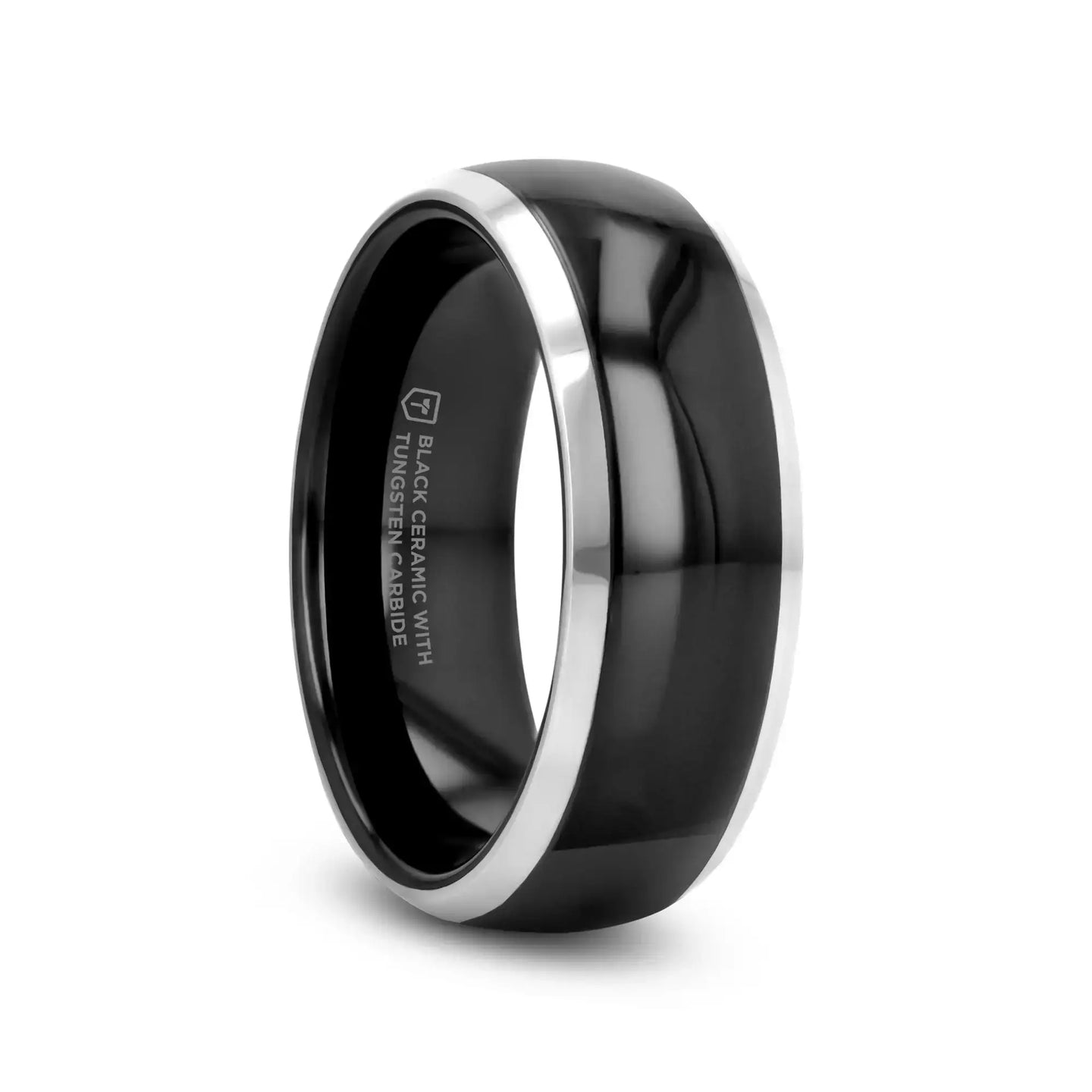 CARRERA Domed Black Ceramic and Tungsten Wedding Band, Comfort Fit — 6mm to 10mm - Larson Jewelers