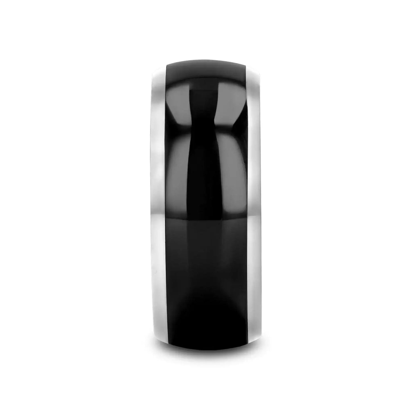 CARRERA Domed Black Ceramic and Tungsten Wedding Band, Comfort Fit — 6mm to 10mm - Larson Jewelers