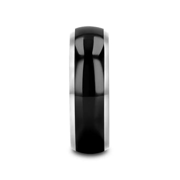 CARRERA Domed Black Ceramic and Tungsten Wedding Band, Comfort Fit — 6mm to 10mm - Larson Jewelers
