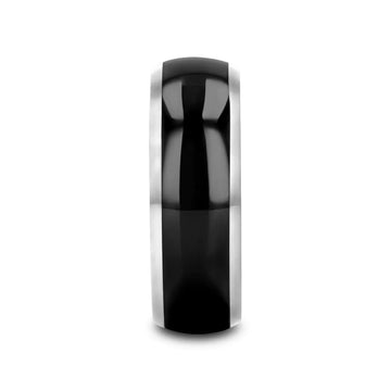 CARRERA Domed Black Ceramic and Tungsten Wedding Band, Comfort Fit — 6mm to 10mm - Larson Jewelers