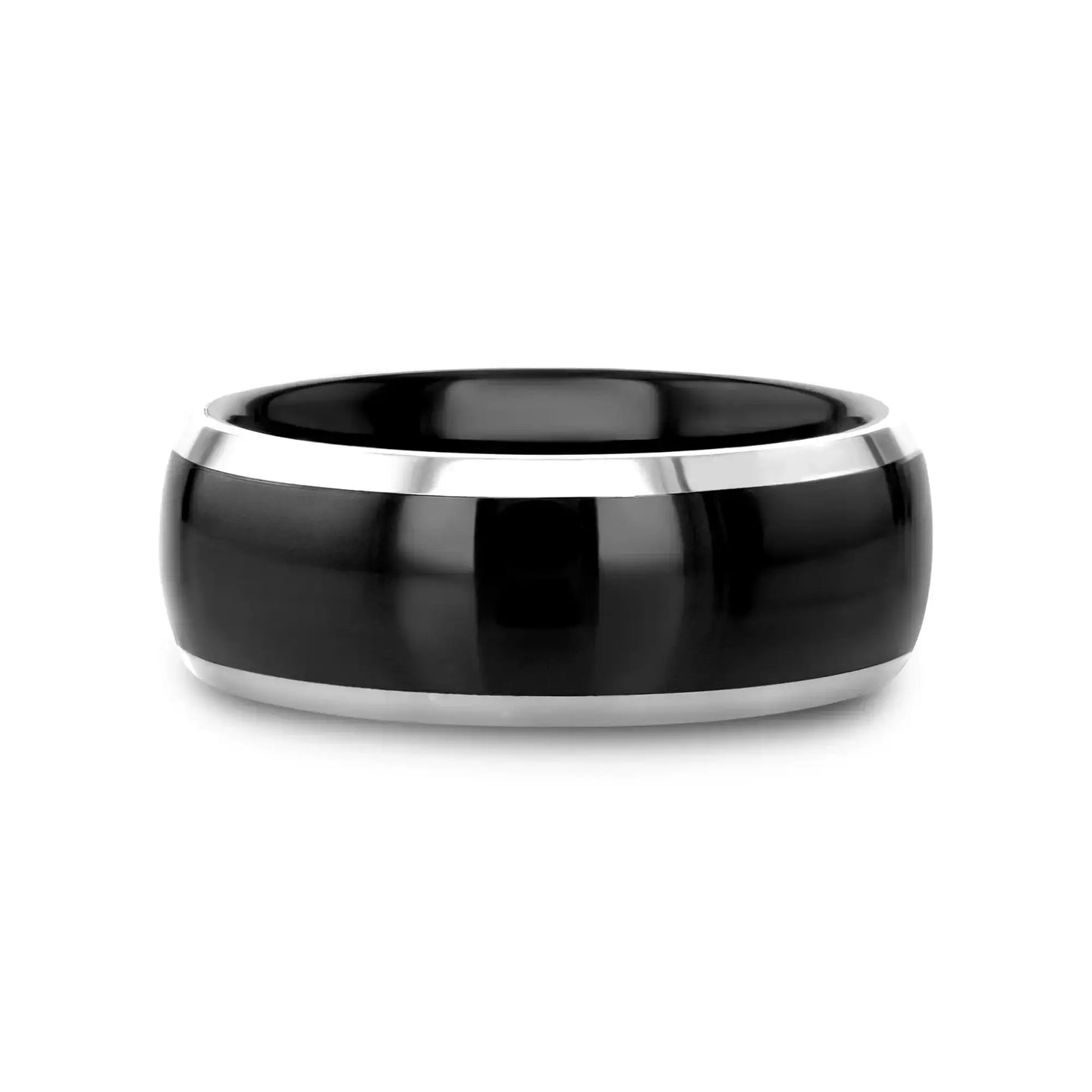 CARRERA Domed Black Ceramic and Tungsten Wedding Band, Comfort Fit — 6mm to 10mm - Larson Jewelers