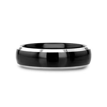 CARRERA Domed Black Ceramic and Tungsten Wedding Band, Comfort Fit — 6mm to 10mm - Larson Jewelers