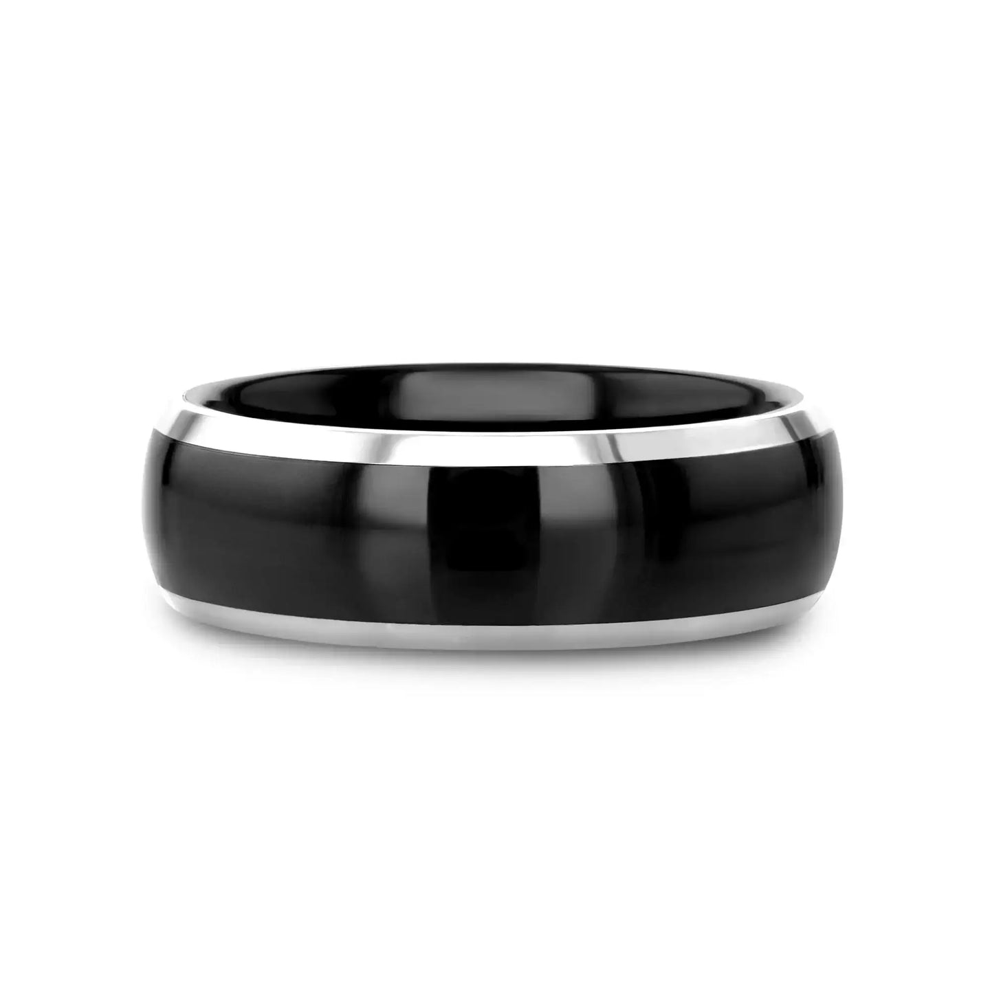 CARRERA Domed Black Ceramic and Tungsten Wedding Band, Comfort Fit — 6mm to 10mm - Larson Jewelers