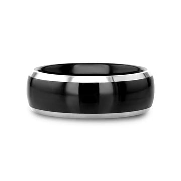 CARRERA Domed Black Ceramic and Tungsten Wedding Band, Comfort Fit — 6mm to 10mm - Larson Jewelers