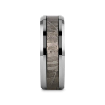 CELESTIAL Flat Tungsten Carbide Ring with Beveled Edges and Meteorite Inlay Thorsten - 8mm - Larson Jewelers