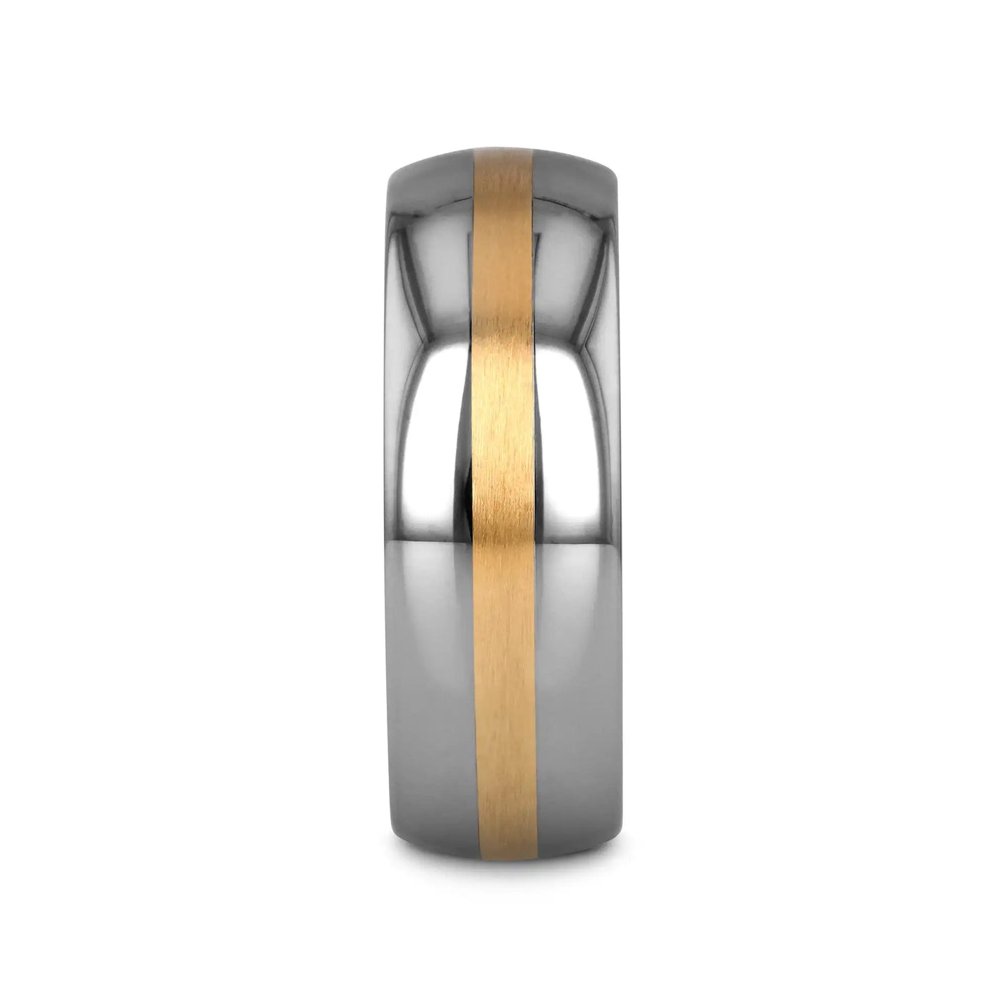CENTURION 14K Gold Inlaid Domed Tungsten Ring 6mm or 8mm - Larson Jewelers
