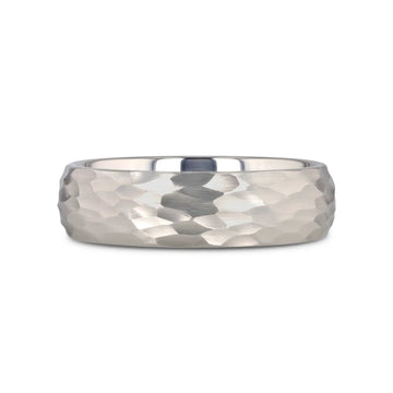 CHANDLER Domed Hammered Finish White Tungsten Ring - 6mm or 8mm - Larson Jewelers