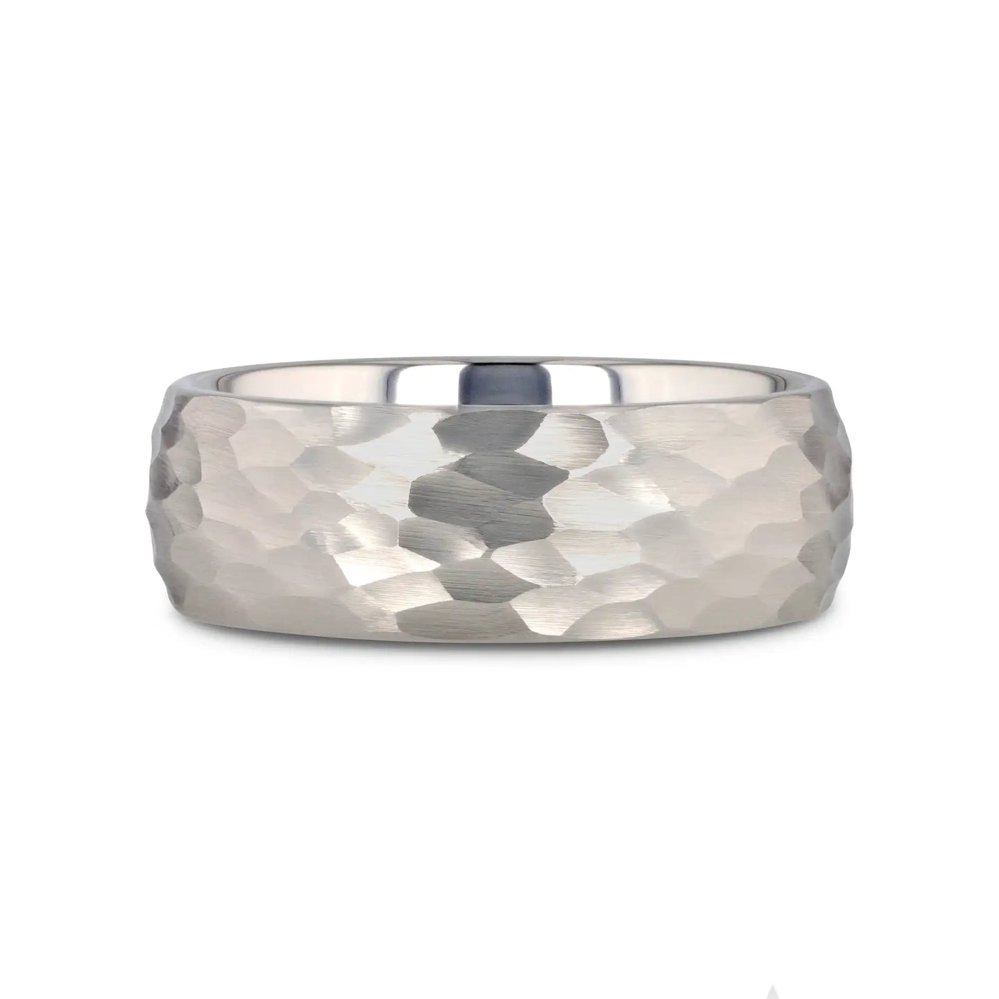 CHANDLER Domed Hammered Finish White Tungsten Ring - 6mm or 8mm - Larson Jewelers