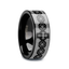 CATHOLY Black Flat Tungsten Carbide Ring with Engraved Cross Pattern