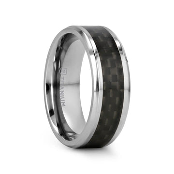 COLOSSEUM Black Carbon Fiber Inlay Titanium Wedding Band - 8mm - Larson Jewelers