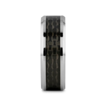 COLOSSEUM Black Carbon Fiber Inlay Titanium Wedding Band - 8mm - Larson Jewelers