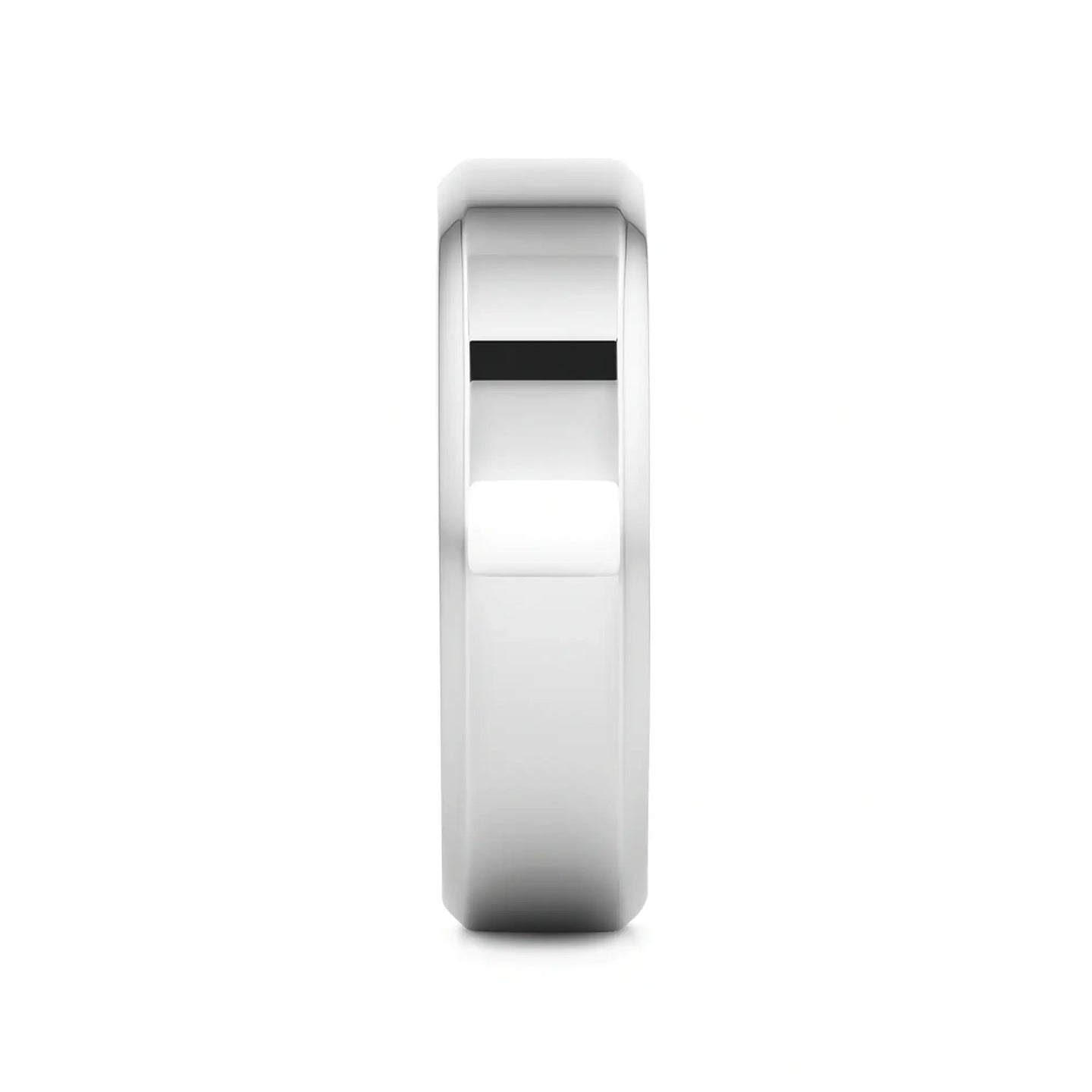 CORONAL Men’s Polished Finish Beveled Edges Titanium Wedding Ring with Raised Center - 6mm & 8mm - Larson Jewelers