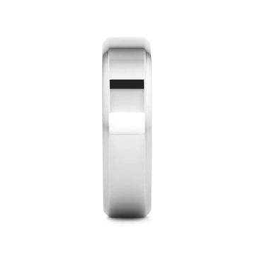CORONAL Men’s Polished Finish Beveled Edges Titanium Wedding Ring with Raised Center - 6mm & 8mm - Larson Jewelers