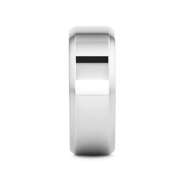 CORONAL Men’s Polished Finish Beveled Edges Titanium Wedding Ring with Raised Center - 6mm & 8mm - Larson Jewelers