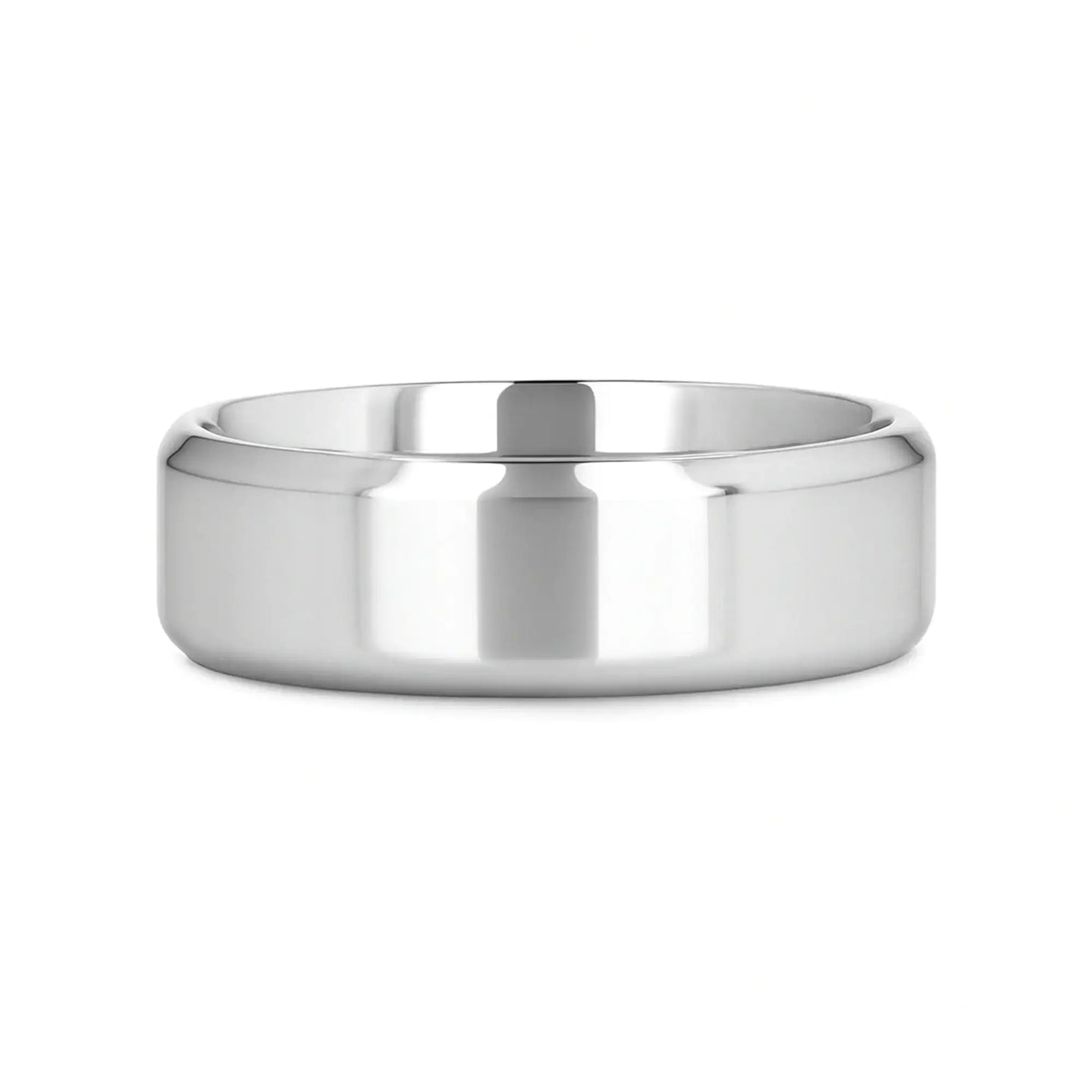 CORONAL Men’s Polished Finish Beveled Edges Titanium Wedding Ring with Raised Center - 6mm & 8mm - Larson Jewelers