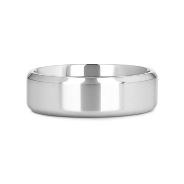 CORONAL Men’s Polished Finish Beveled Edges Titanium Wedding Ring with Raised Center - 6mm & 8mm - Larson Jewelers