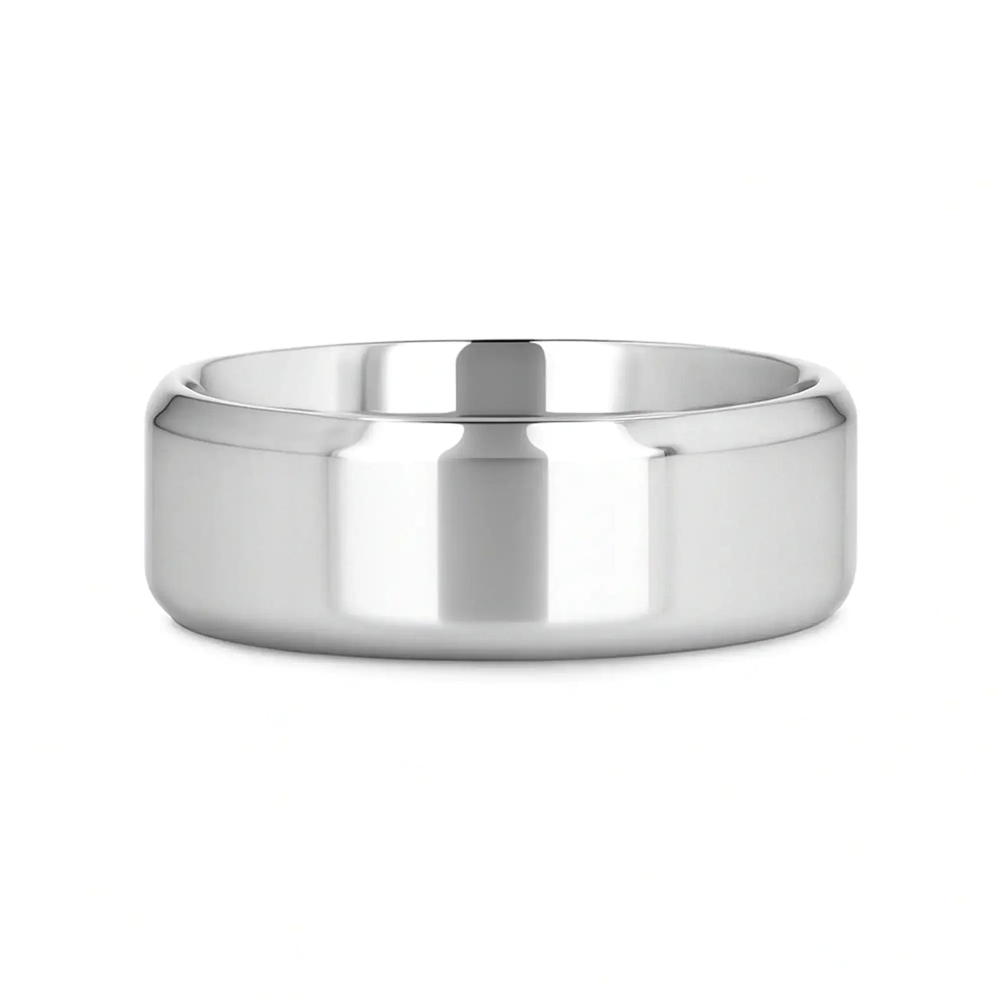 CORONAL Men’s Polished Finish Beveled Edges Titanium Wedding Ring with Raised Center - 6mm & 8mm - Larson Jewelers