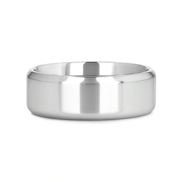 CORONAL Men’s Polished Finish Beveled Edges Titanium Wedding Ring with Raised Center - 6mm & 8mm - Larson Jewelers
