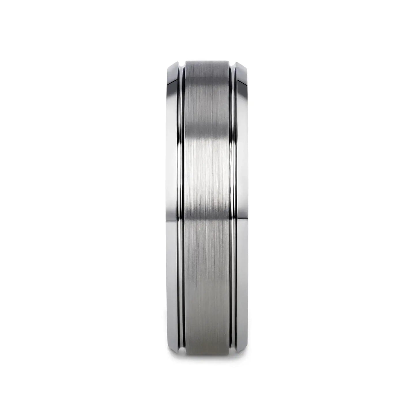 CRONUS Brushed Center with Polished Bevels Tungsten Wedding Band - 6mm & 8mm - Larson Jewelers