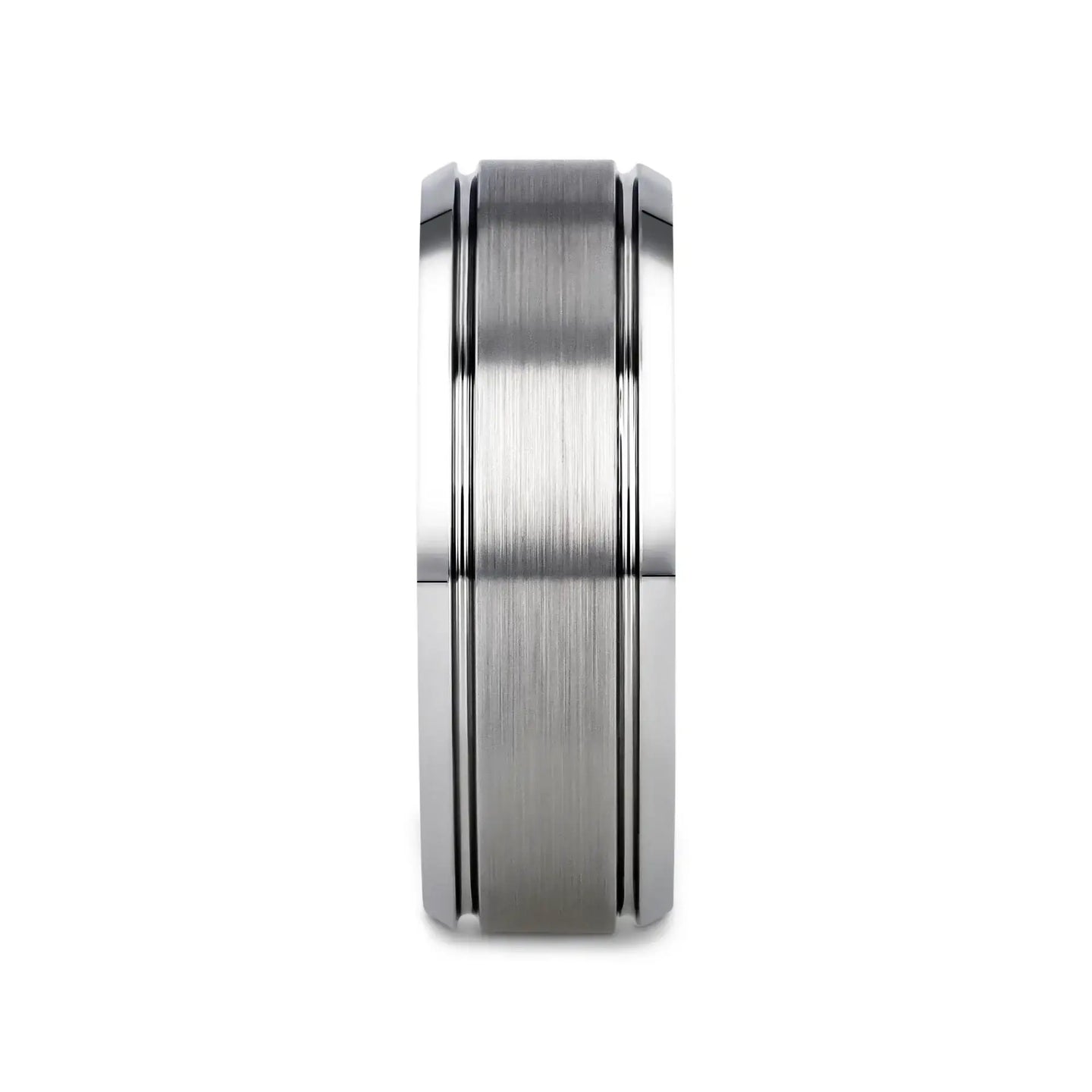 CRONUS Brushed Center with Polished Bevels Tungsten Wedding Band - 6mm & 8mm - Larson Jewelers