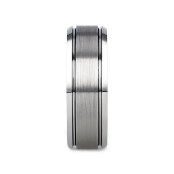 CRONUS Brushed Center with Polished Bevels Tungsten Wedding Band - 6mm & 8mm - Larson Jewelers